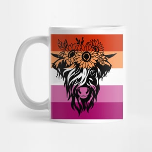 highland cow lesbian flag Mug